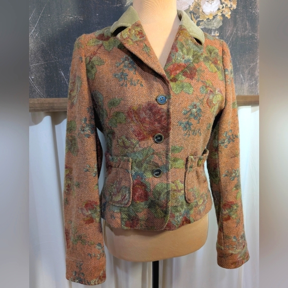 Etro Jackets & Blazers - Etro Gobelins Tailored Jacket Blazer Wool Silk Blend Elbow Patch Folklore Size44